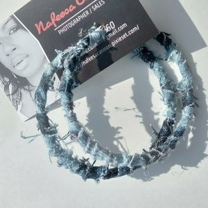 Medium distressed denim hoop earrings #custom